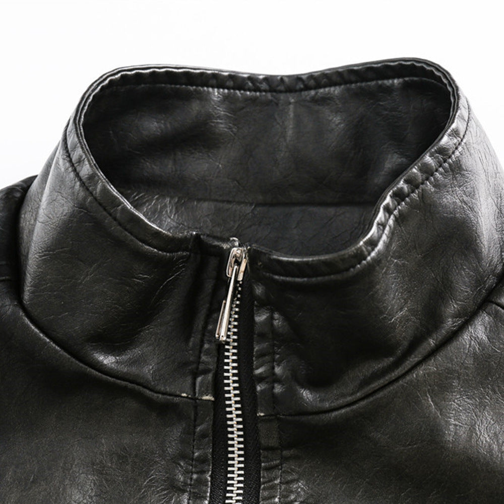 American Punk Motorcycle Leather Coat For Men