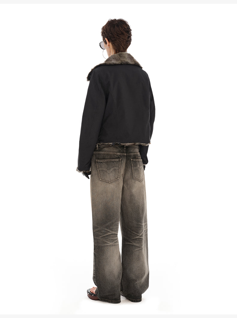 Retro Black & Warm Thick Short Coat