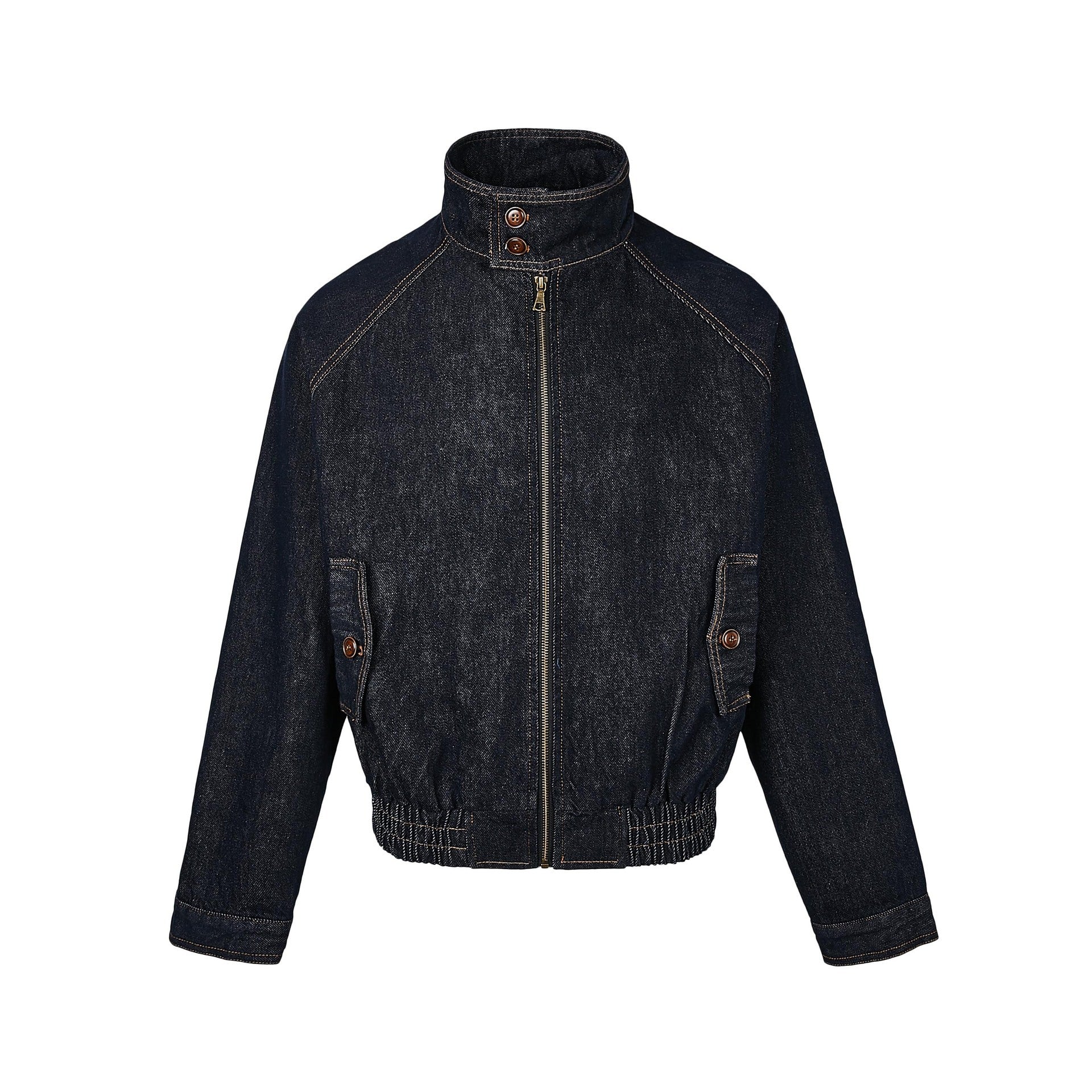 Mens Solid-Color Denim Short Jacket With Zipper SpringSummer Deep Blue-Jacket
