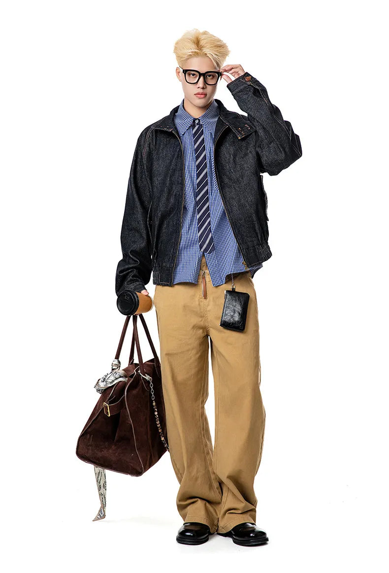 Boxy Denim Zipper Jacket