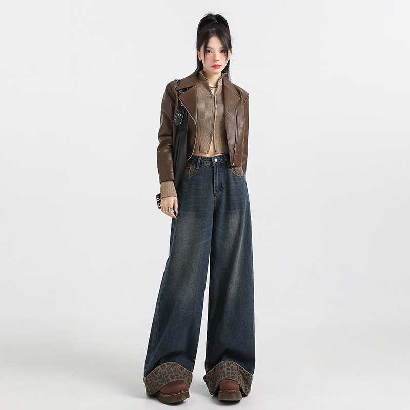 Leopard Detail Denim Jeans