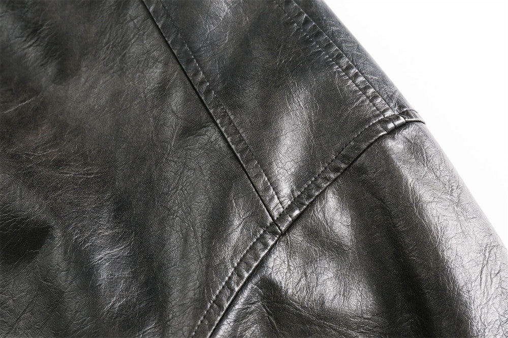American Punk Motorcycle Leather Coat For Men