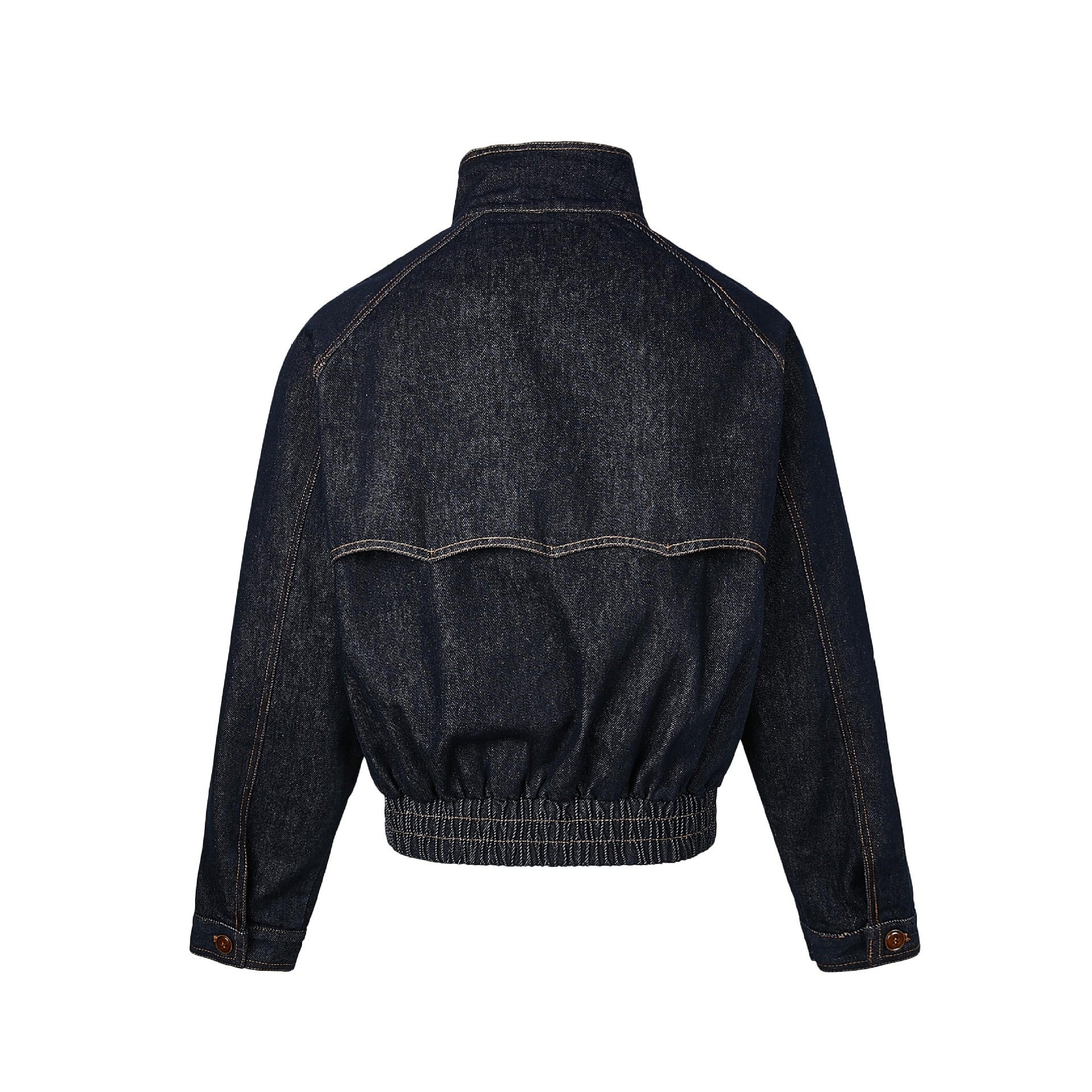 Mens Solid-Color Denim Short Jacket With Zipper SpringSummer Deep Blue-Jacket