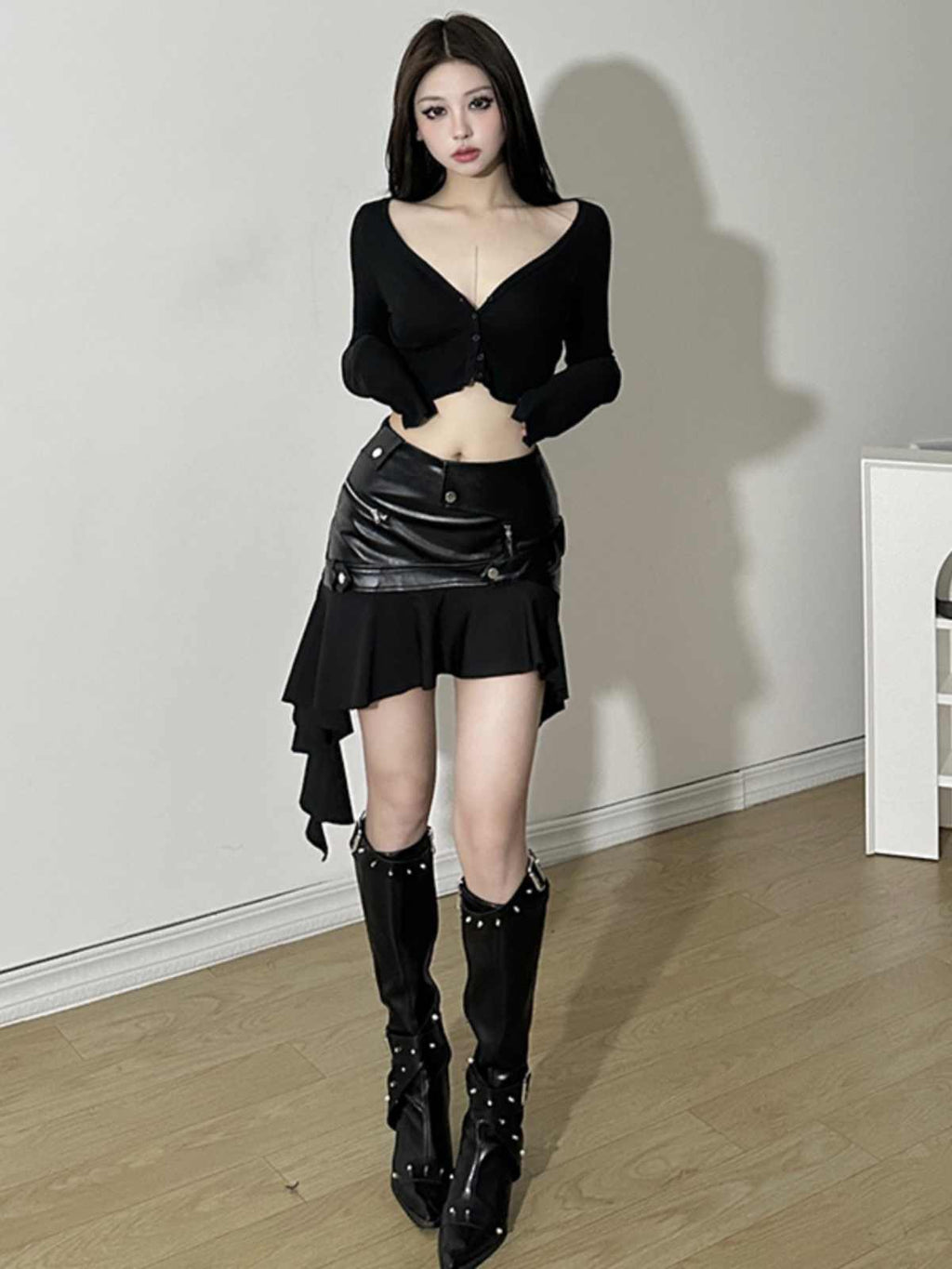 Stitched Leather Skirt