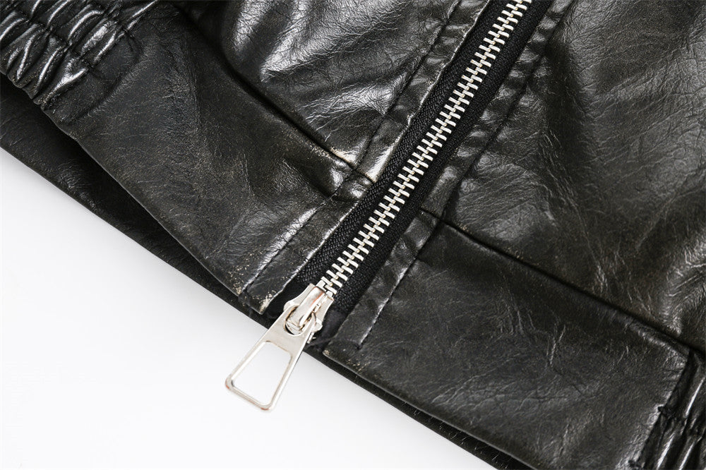 American Punk Motorcycle Leather Coat For Men