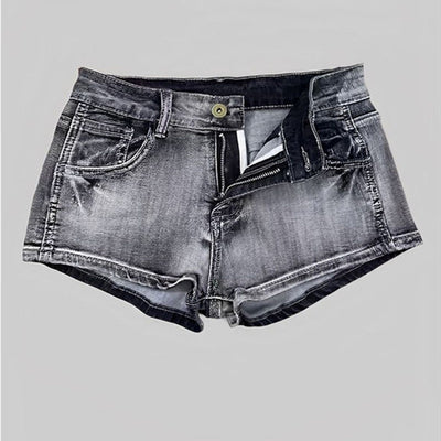 Black Washed Denim Shorts