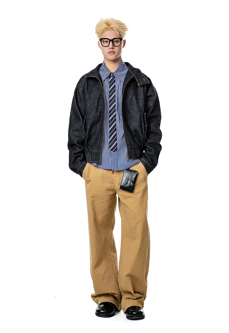 Boxy Denim Zipper Jacket