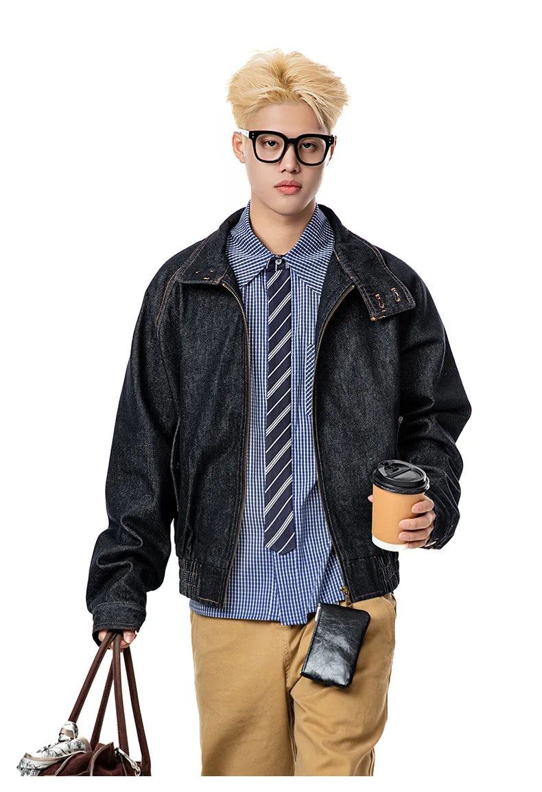 Boxy Denim Zipper Jacket