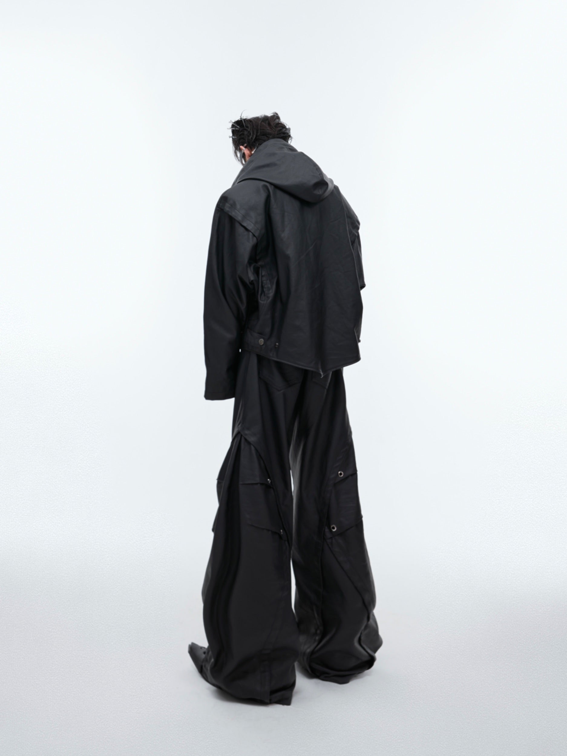 Profile Heavy Industry Hooded Leather Coat Suit