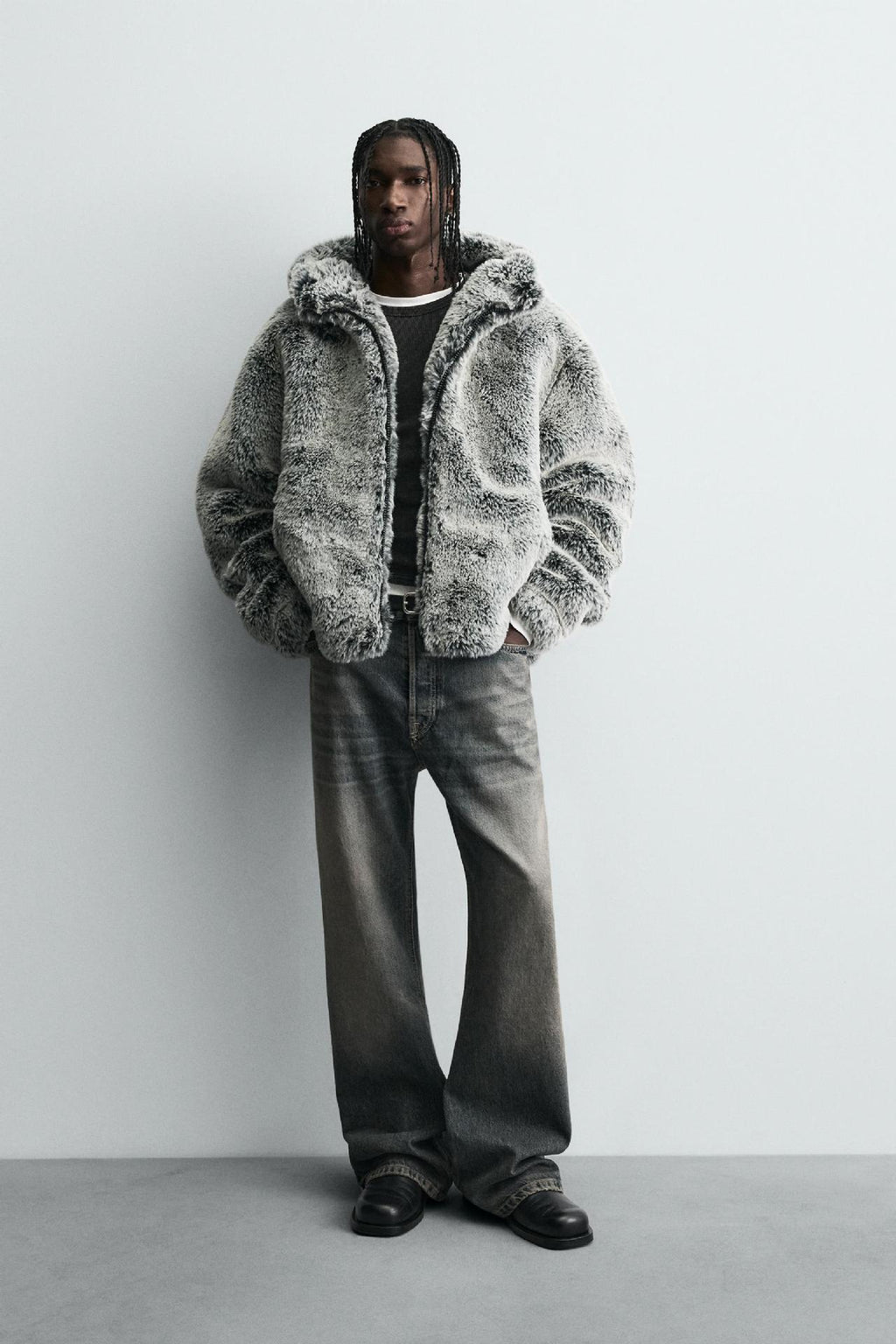 Hooded Thick Fur Jacket