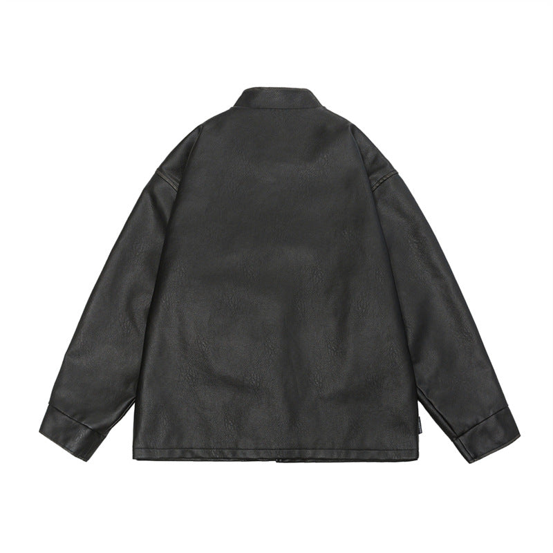 Men's Chinese Leather Jacket Vintage Coat