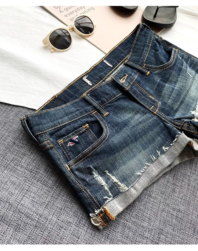 Dark Blue Denim Shorts