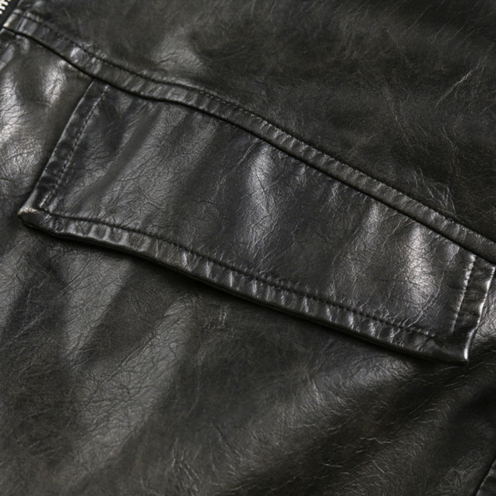 American Punk Motorcycle Leather Coat For Men