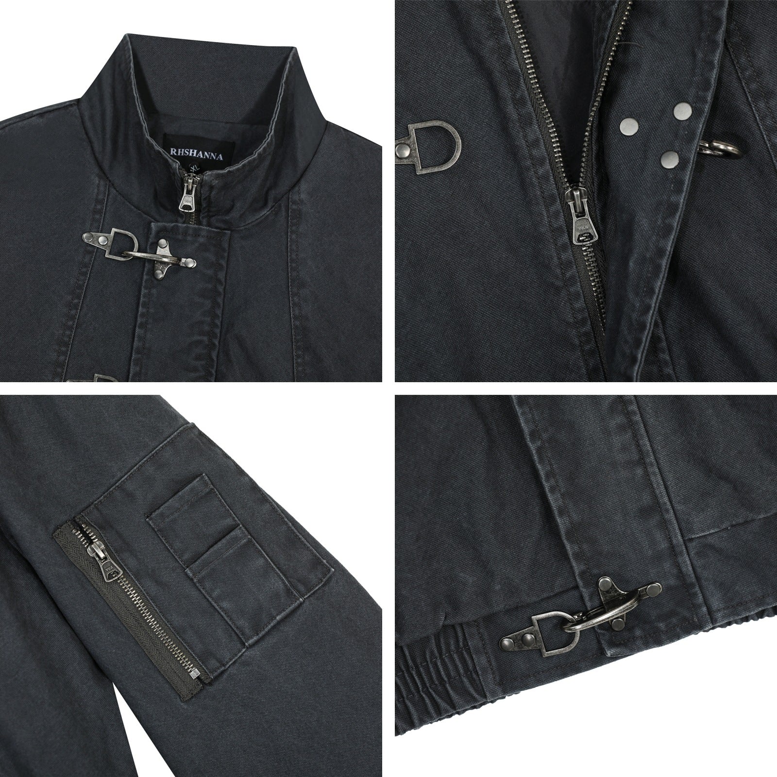 American Retro Autumn And Winter High-end Washed Vintage Design Stand-collar Casual Jacket