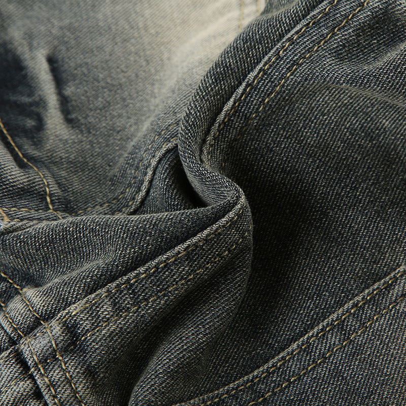 Retro Denim Womens High Street Leopard Print Patchwork Shorts In European And American Style