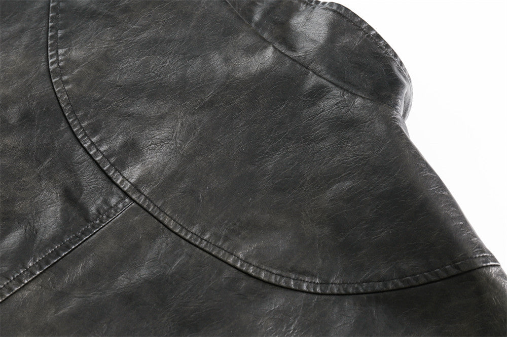 American Punk Motorcycle Leather Coat For Men