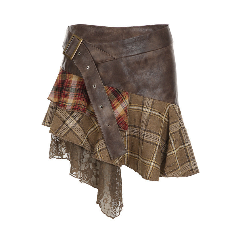 Patchwork Plaid Skirt