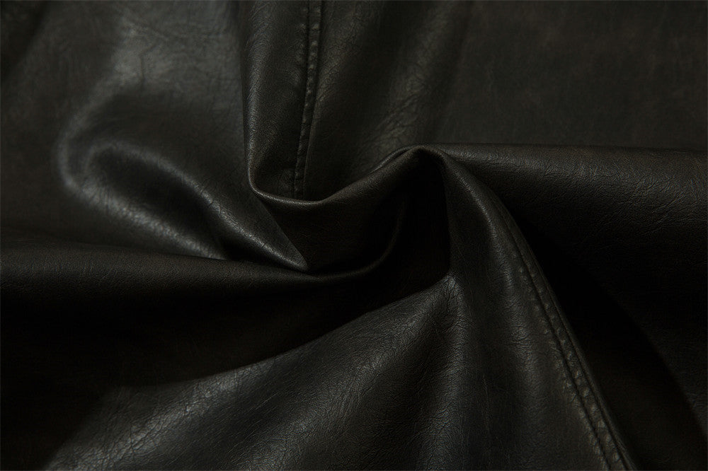 Vintage American Solid Color PU Leather Suit Jacket Men