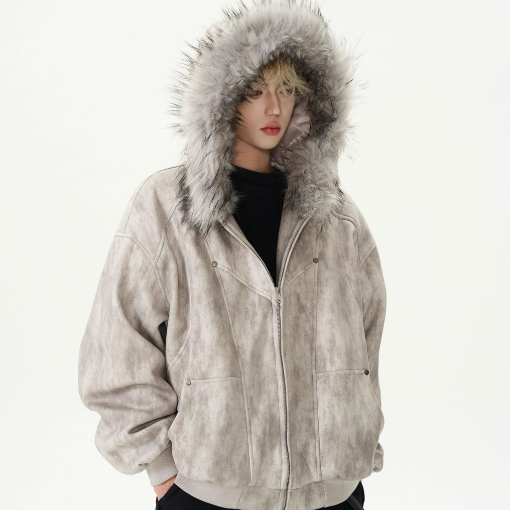 Oversized Fur Hood Jacket