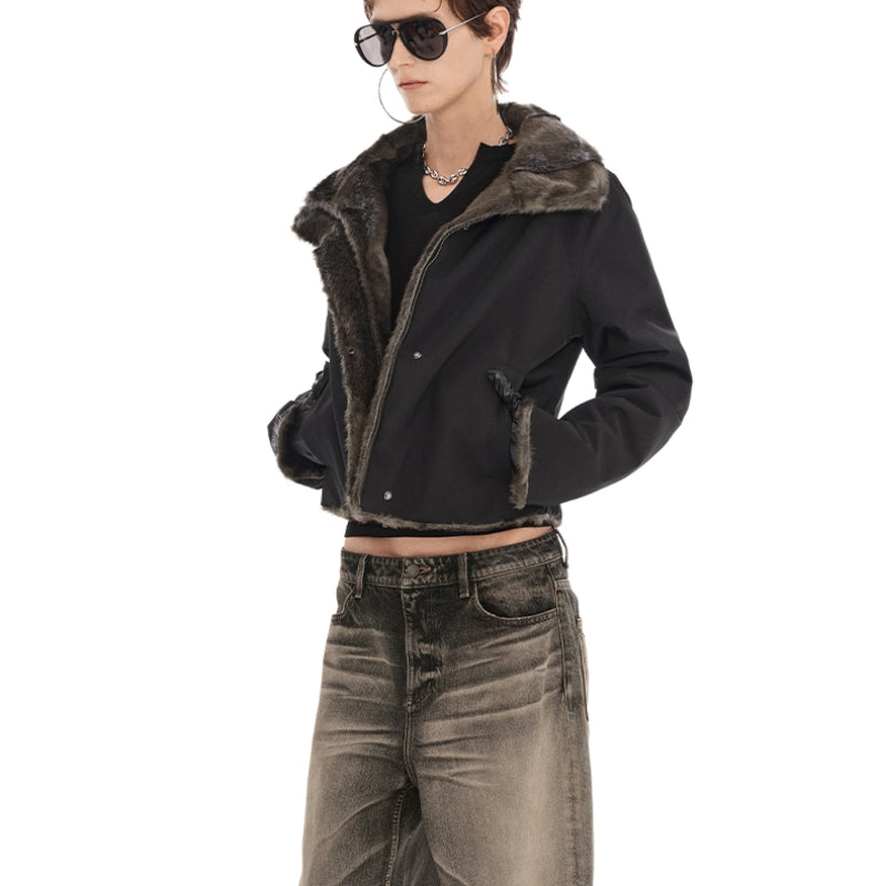 Retro Black & Warm Thick Short Coat