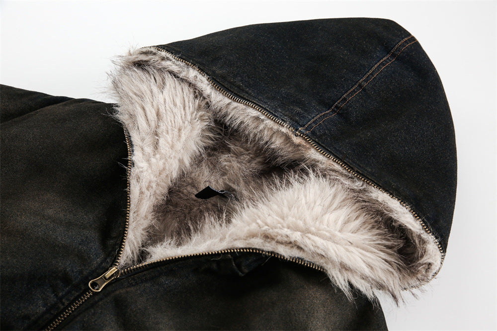 Distressed Denim Bomber Jacket