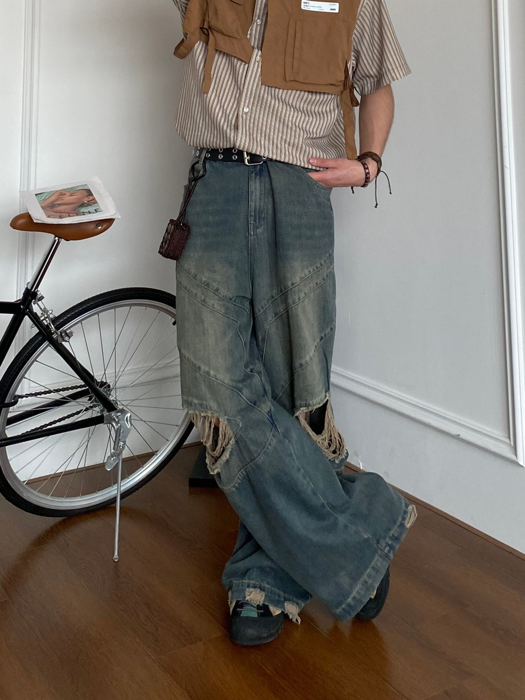 Washed Distressed Pants