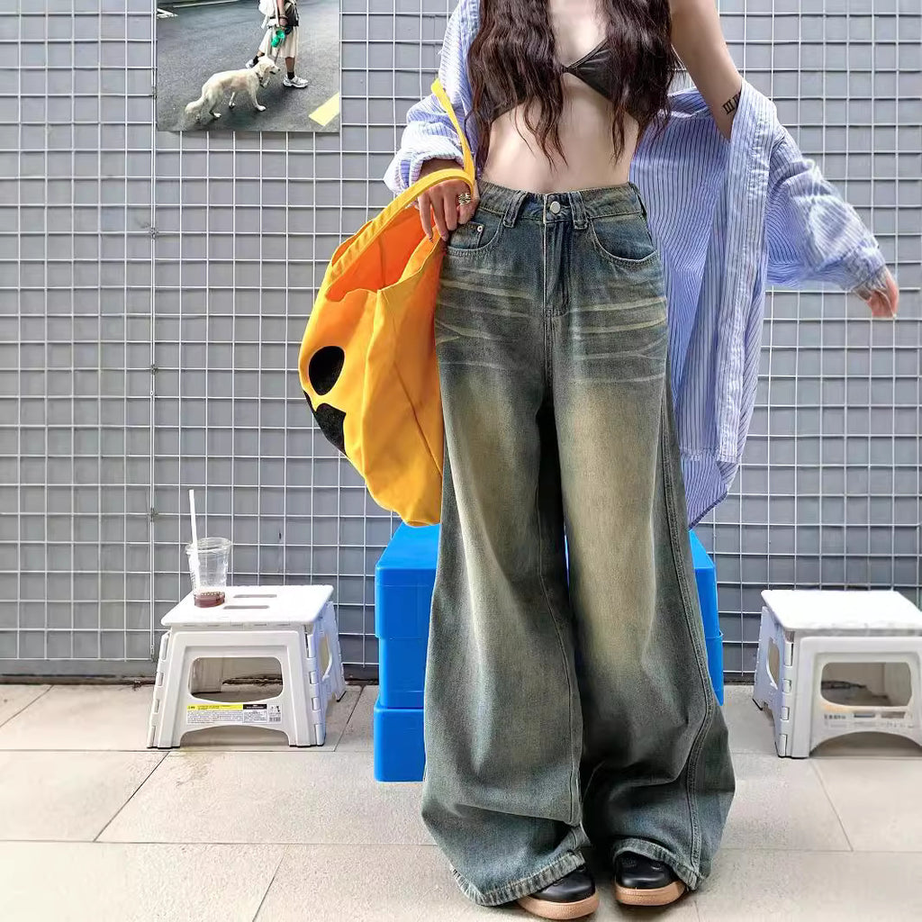 Washed Blue Baggy Pants