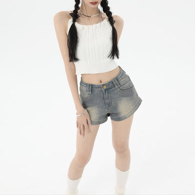 Washed Blue Denim Shorts