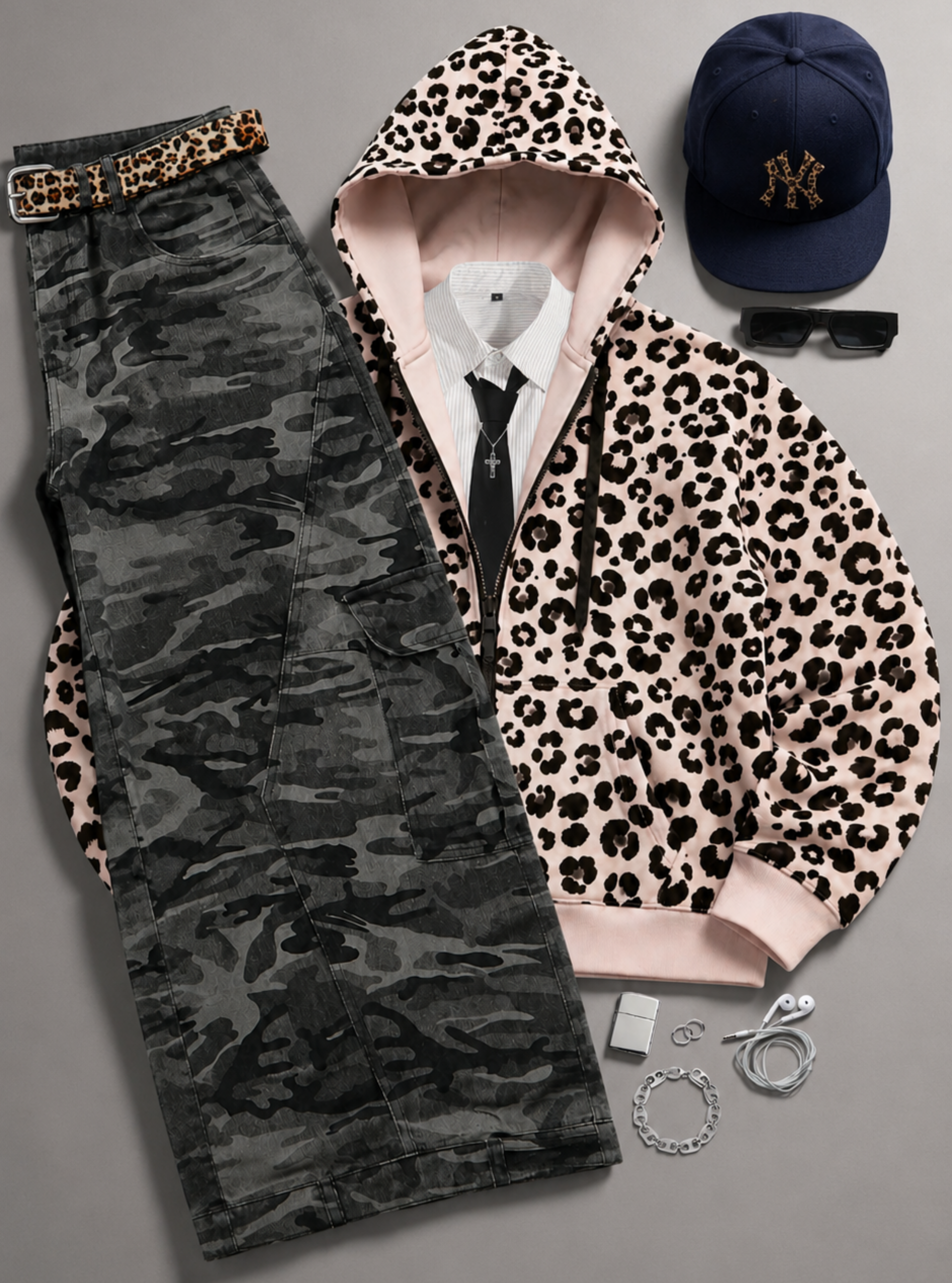 Camo-Leopard Urban Contrast Outfit