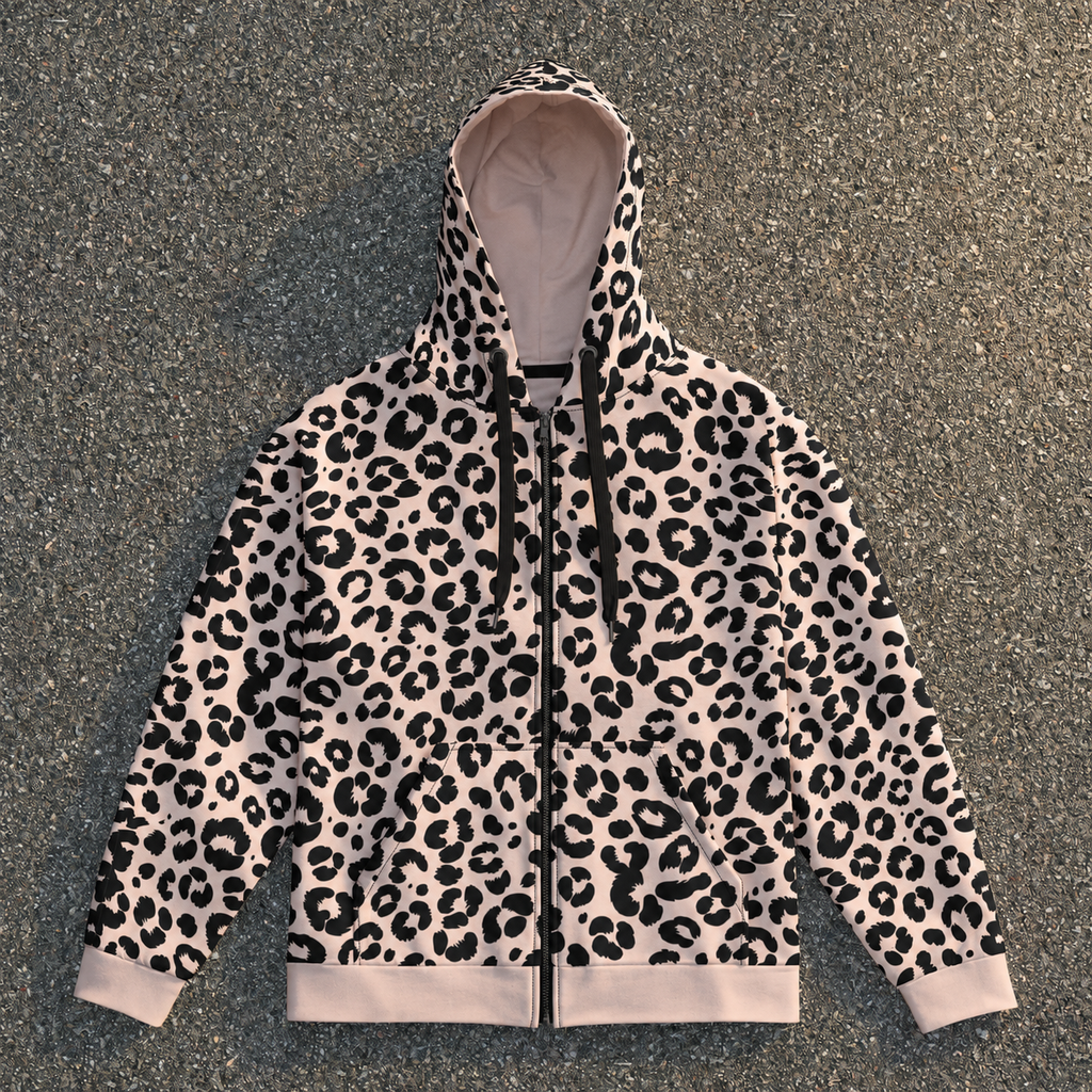 Pink Leopard Zip Hoodie