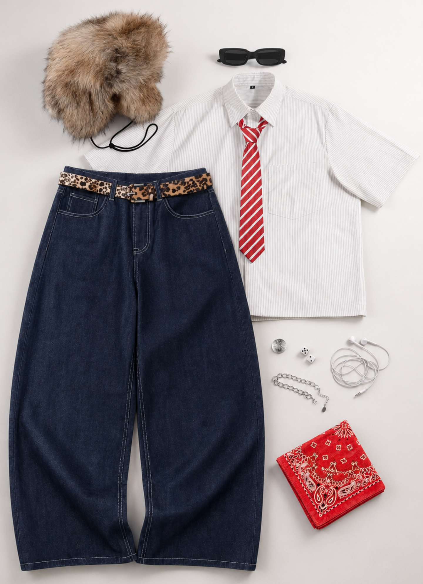 Shirt with tie and baggy pants urban outfit