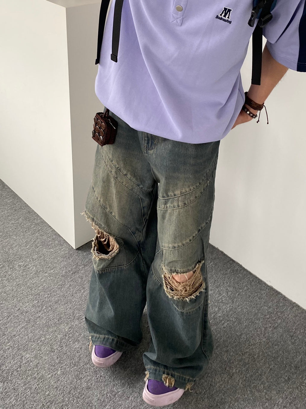 Washed Distressed Pants