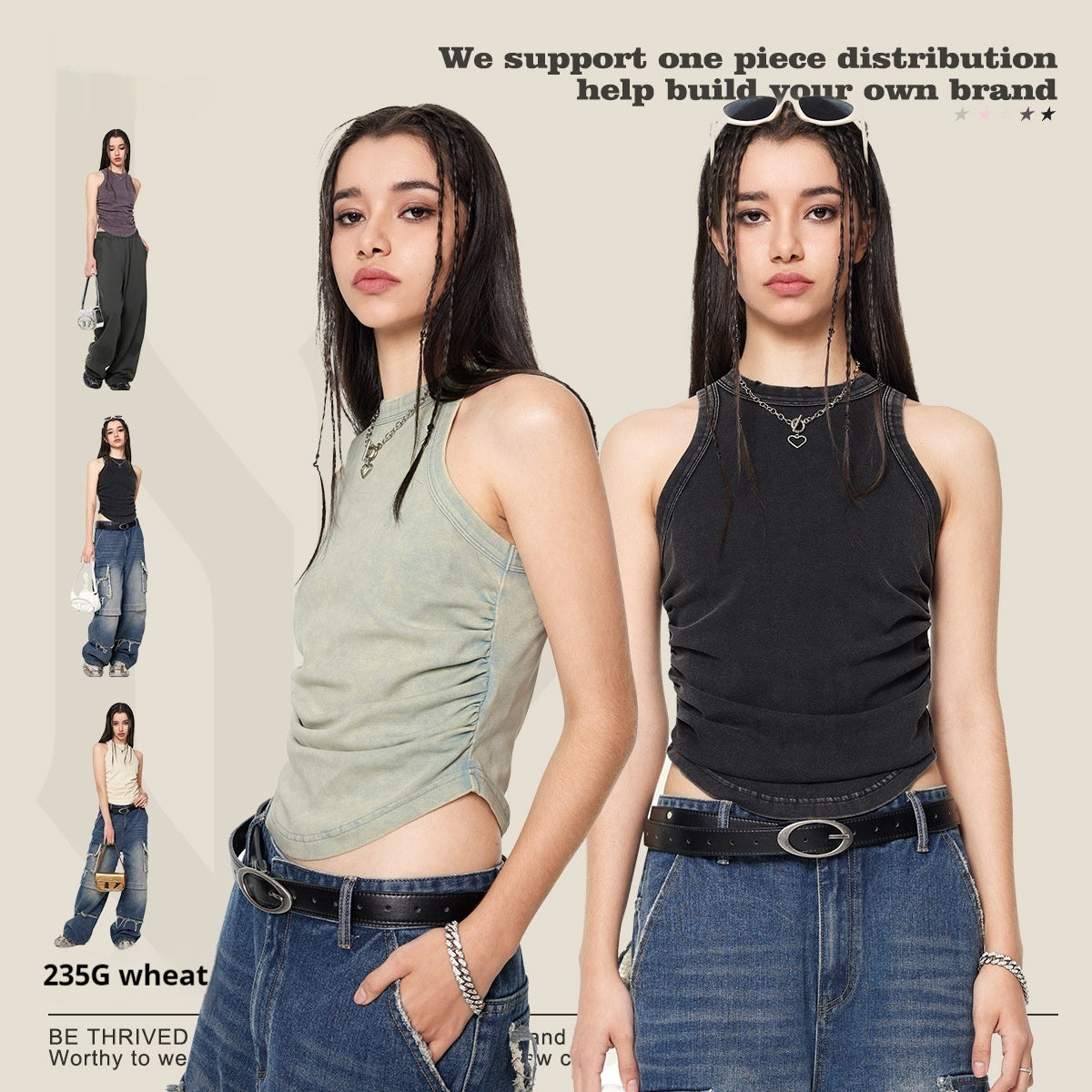 Distressed Stone-Wash Crop Top