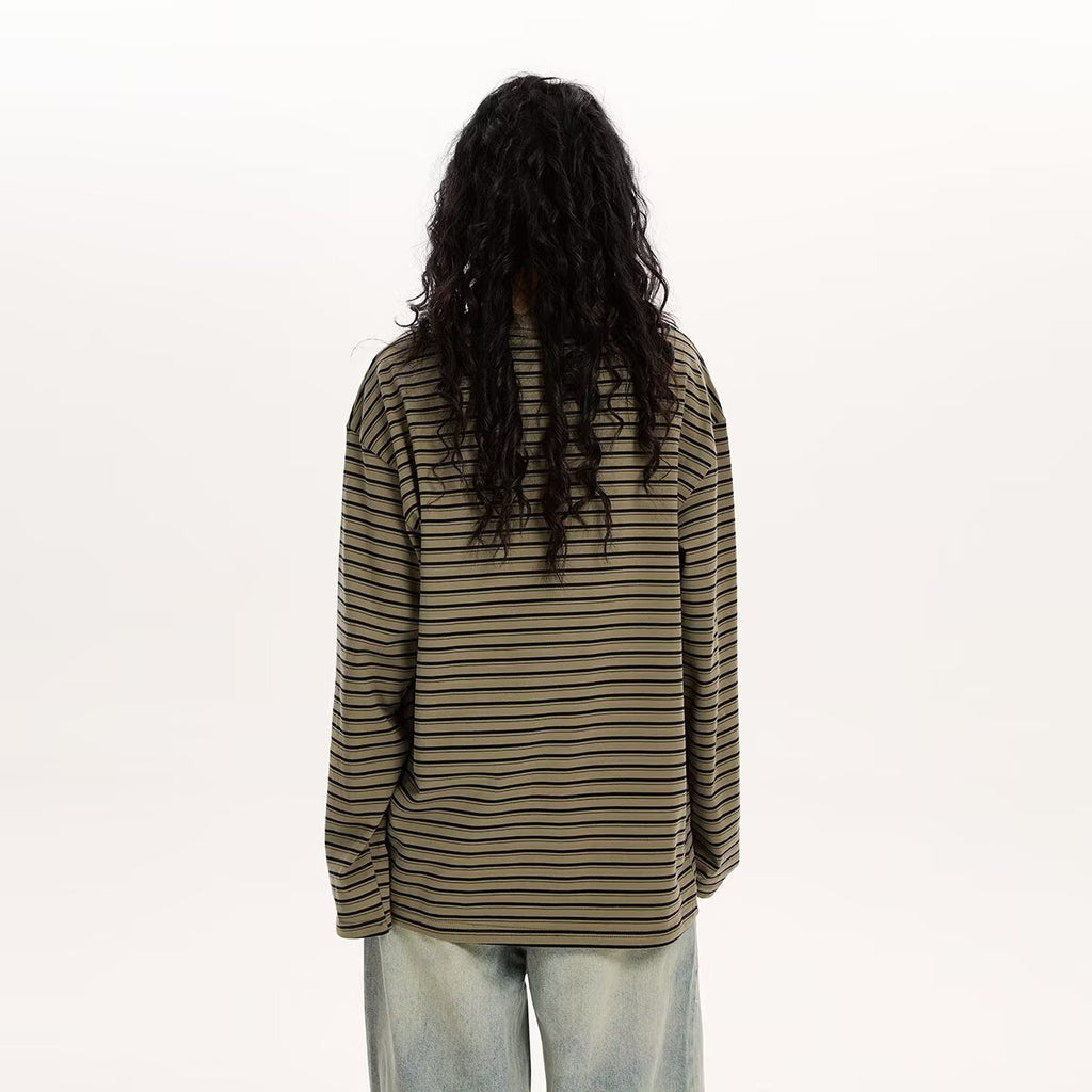 Striped Loose Henley Tee