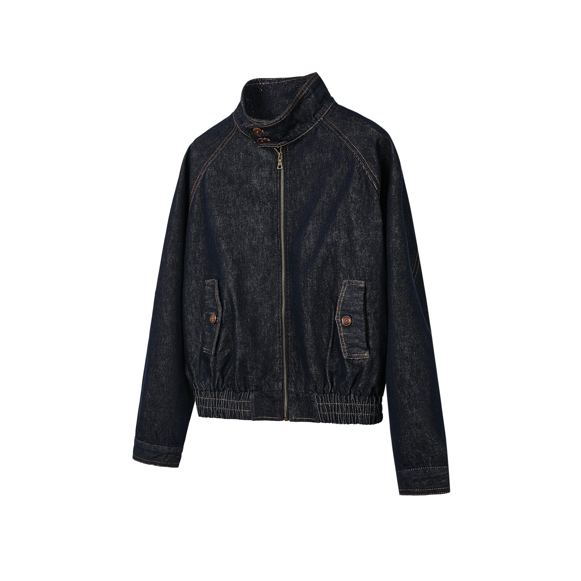 Mens Solid-Color Denim Short Jacket With Zipper SpringSummer Deep Blue-Jacket