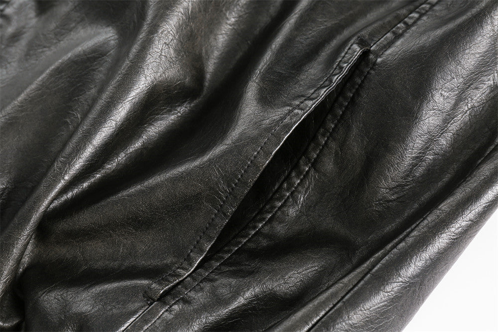 American Punk Motorcycle Leather Coat For Men