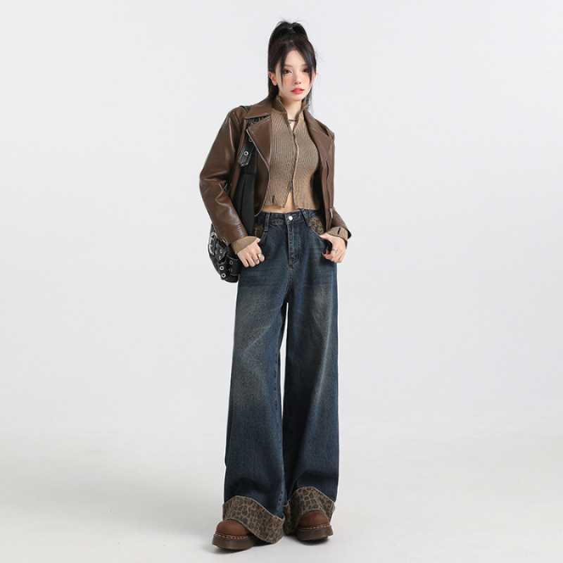 Leopard Detail Denim Jeans