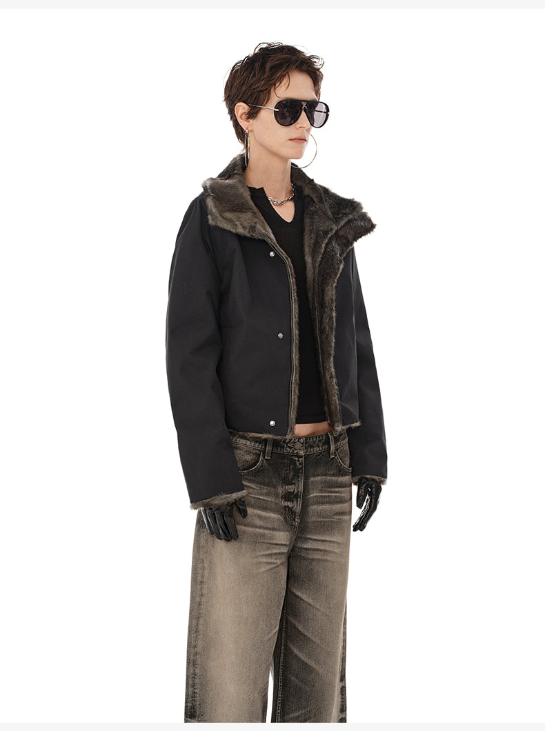 Retro Black & Warm Thick Short Coat