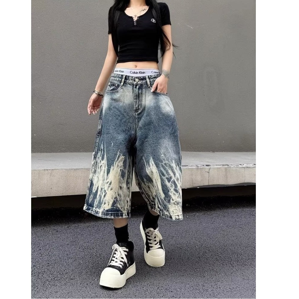 Women's American-style Wide-leg Denim Shorts