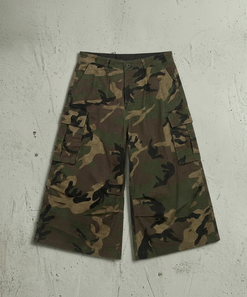 Camo Jorts Flat Lay