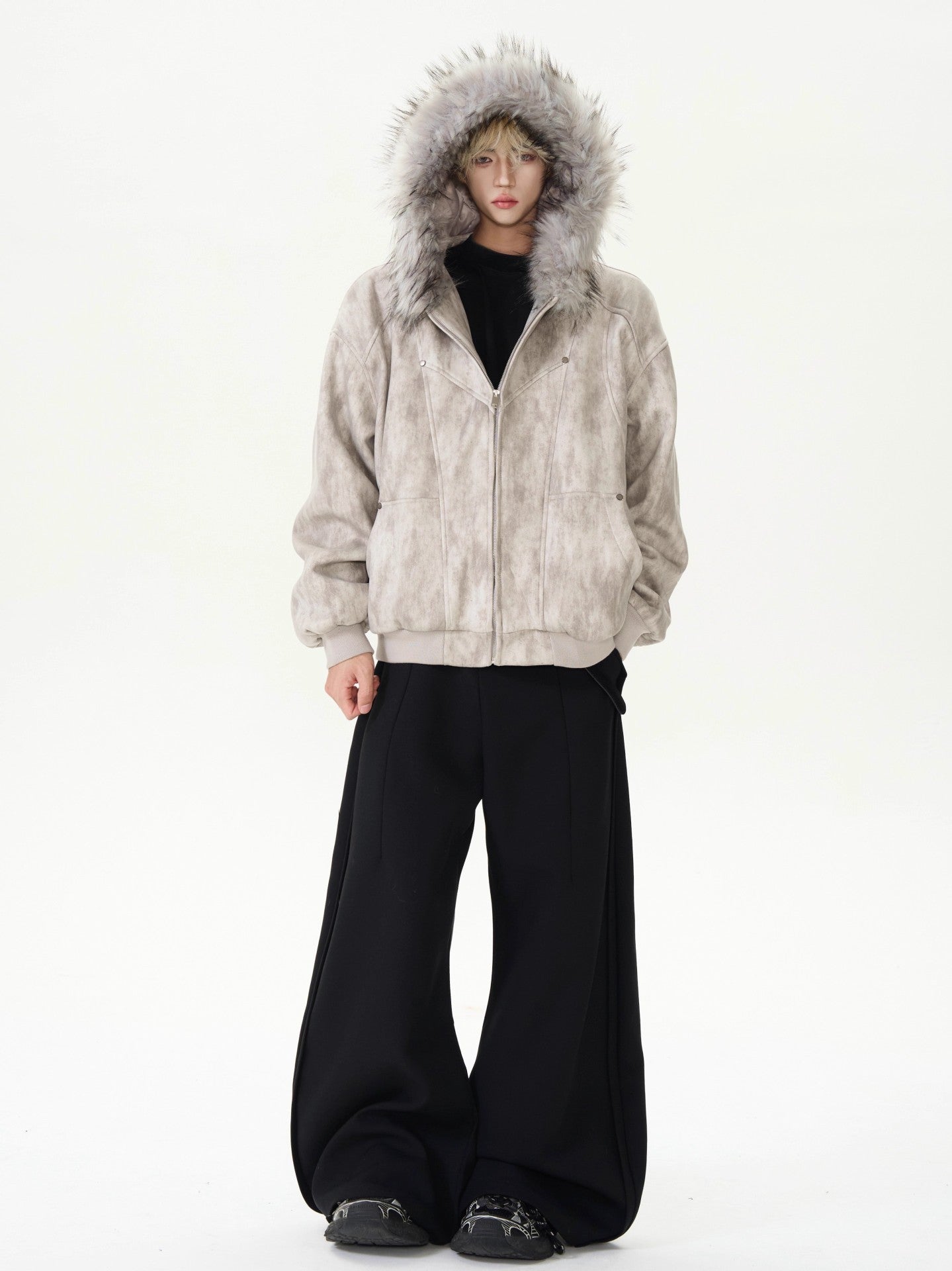 Oversized Fur Hood Jacket