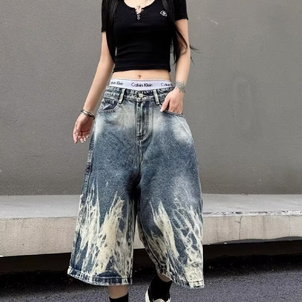 Women's American-style Wide-leg Denim Shorts