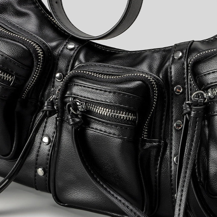 Multi Pocket Leather Shoulder Bag