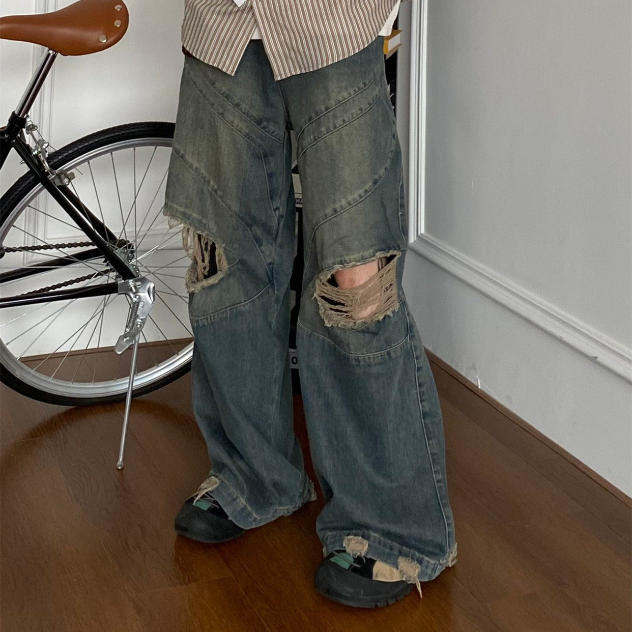 Washed Distressed Pants