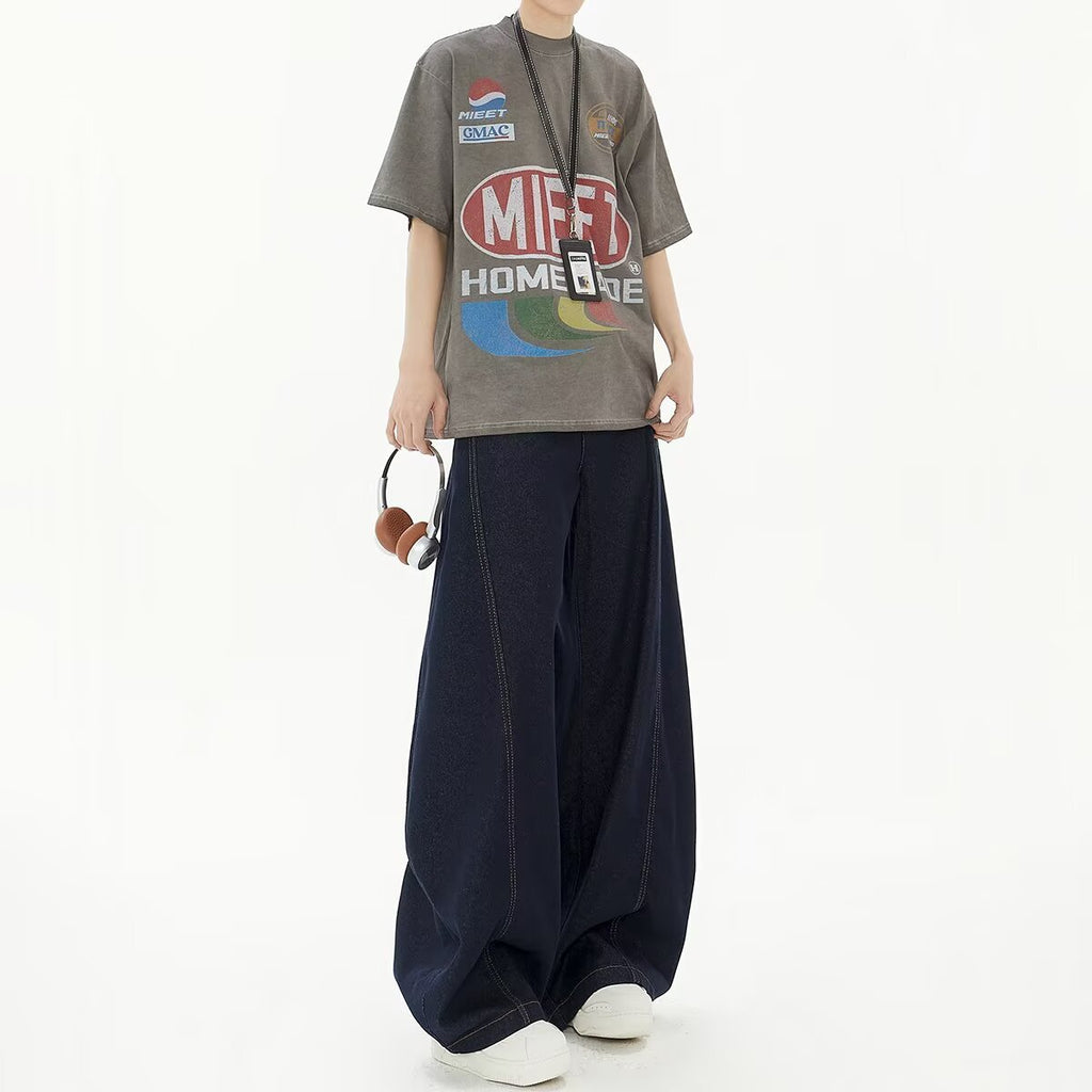 Dark Blue Wide Leg Pants