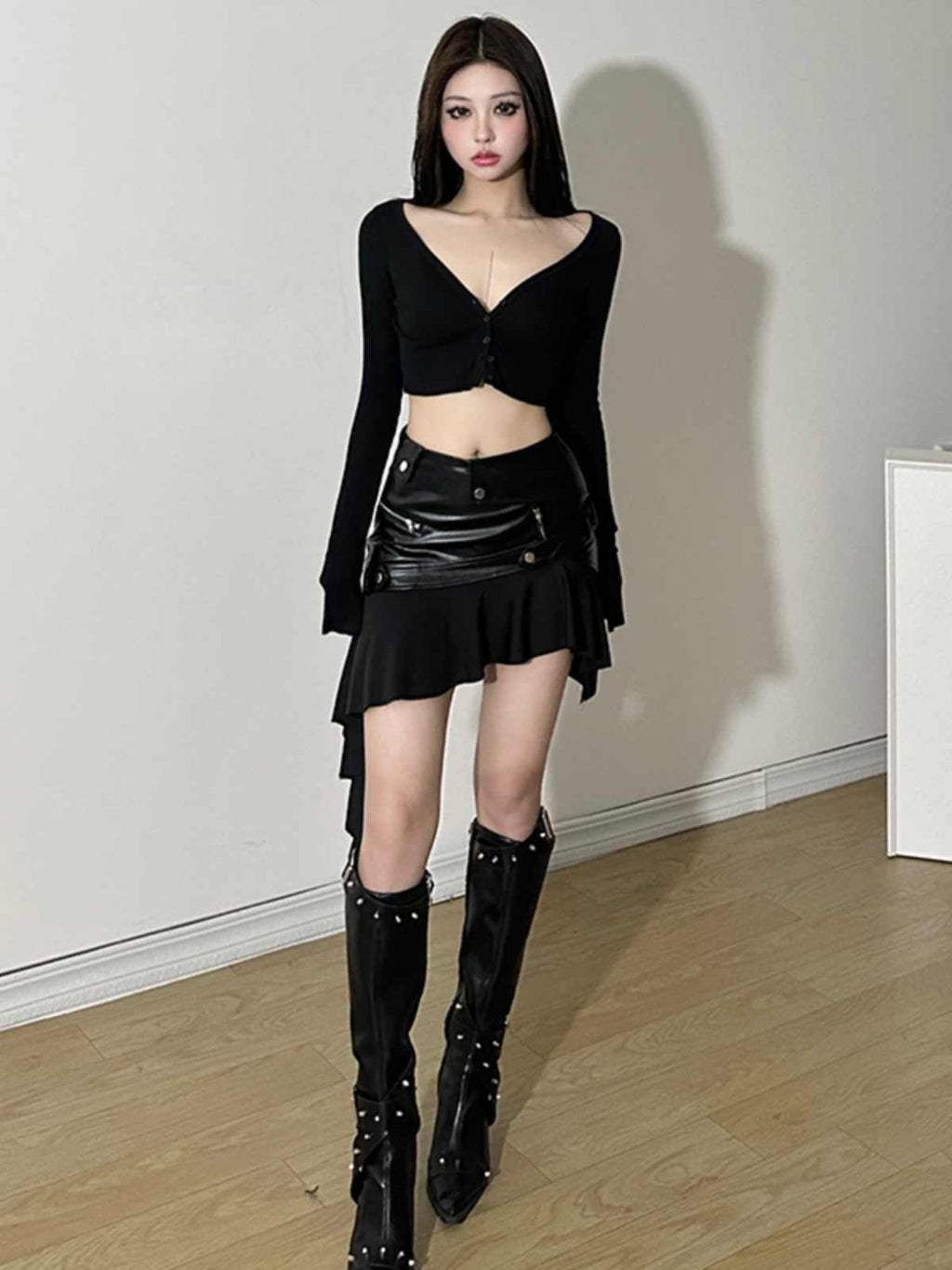 Stitched Leather Skirt