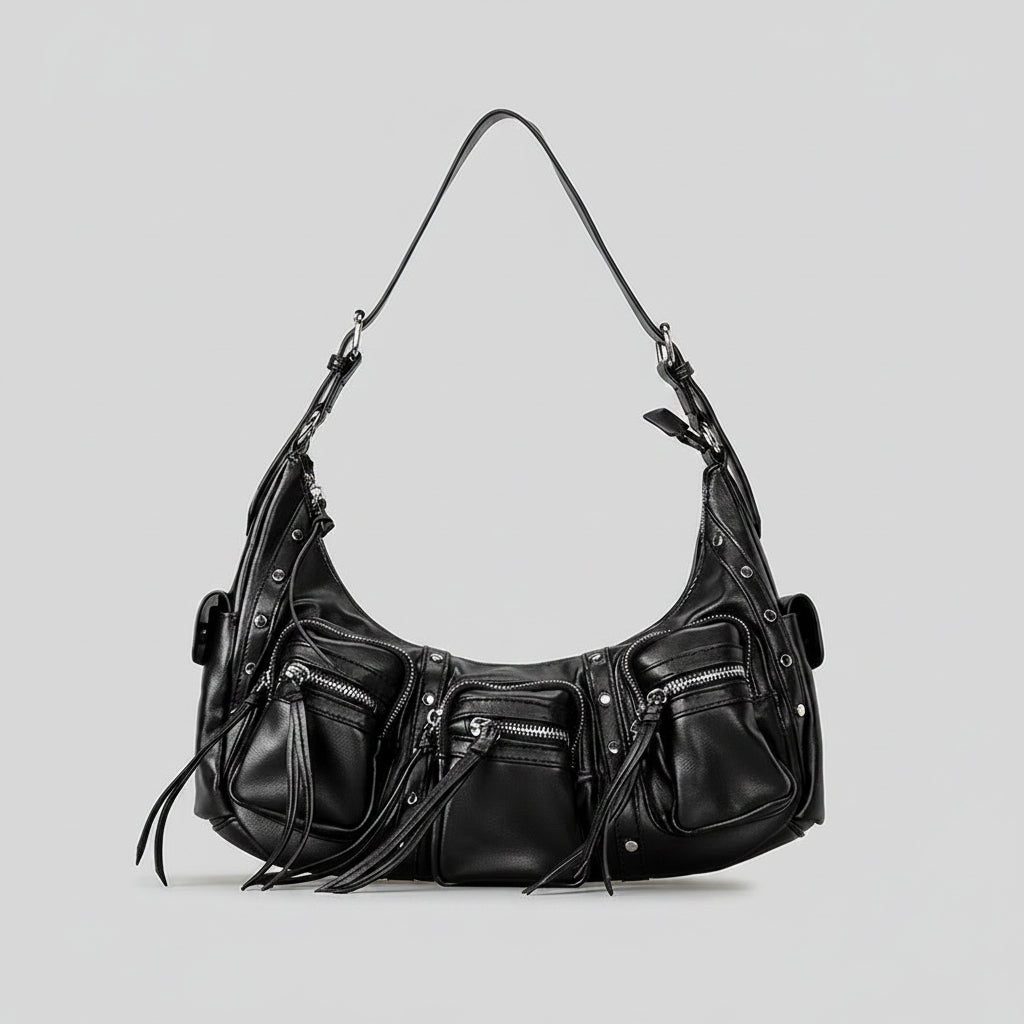 Multi Pocket Leather Shoulder Bag