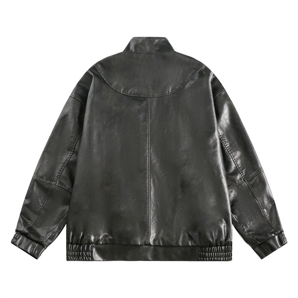 American Punk Motorcycle Leather Coat For Men