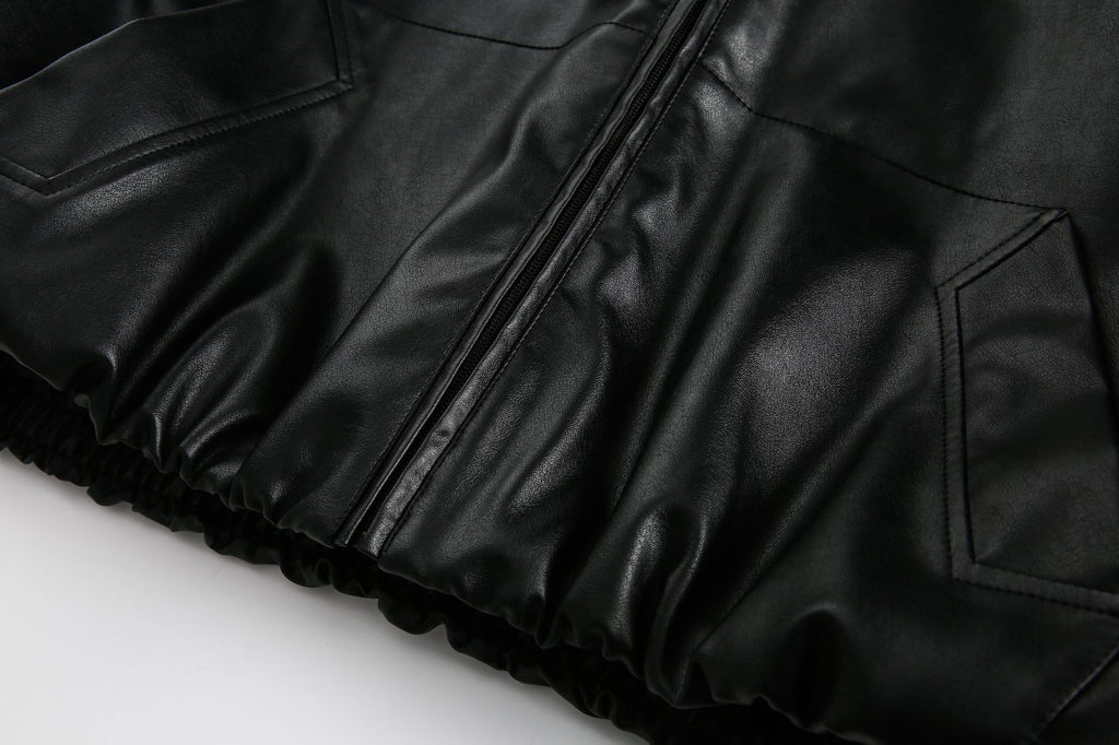 Hooded Bold Leather Jacket