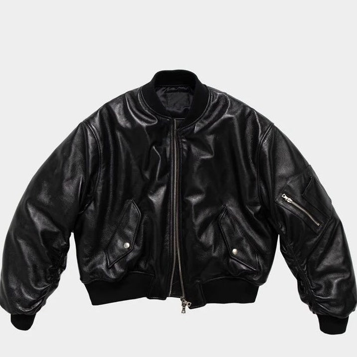 Mauroicardi Autumn Cool Handsome Black Thickened Warm Pu Lea